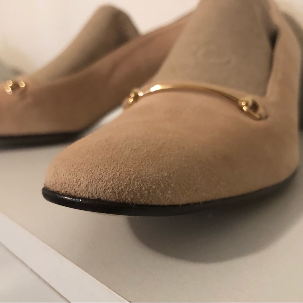 (NWOT) Gucci Vintage Suede Horse Bit Taupe Pink Mid-Heel Pointed Heels | 38C - Picture 12 of 16